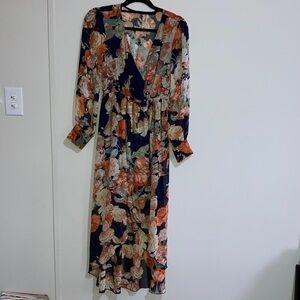Papaya Navy Floral Long Sleeve Dress